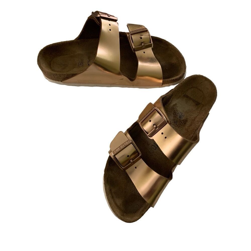 Birkenstock Arizona metallic rose gold sandals women's size 7